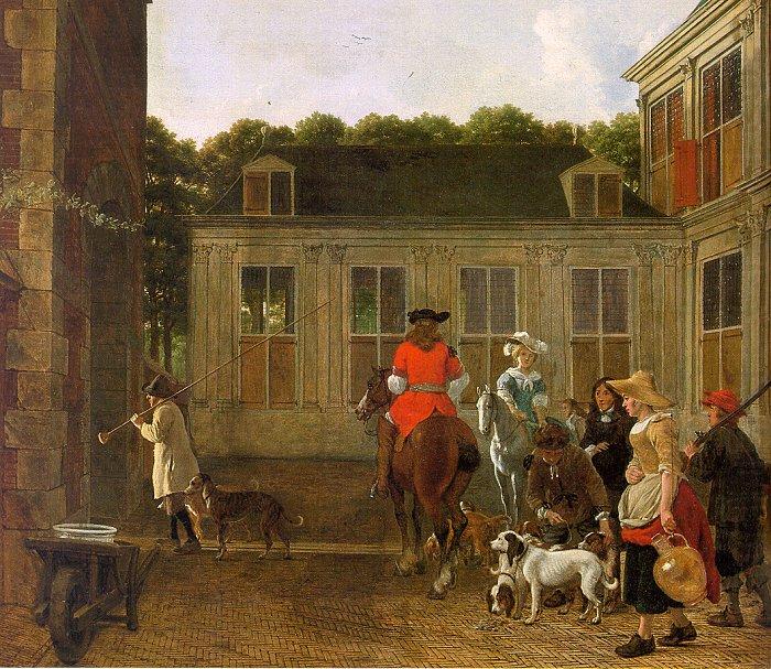 Ludolf de Jongh Hunting Party in the Courtyard of a Country House china oil painting image